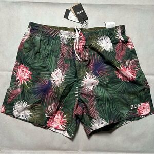 BOSS tropical pattern swim trunks size medium NWT